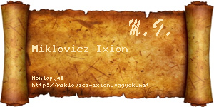 Miklovicz Ixion névjegykártya